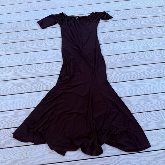 Ashely Stewart Maxi Dress Black 14/16 Peasant Full Length Elbow Length Sleeve - Picture 3 of 6